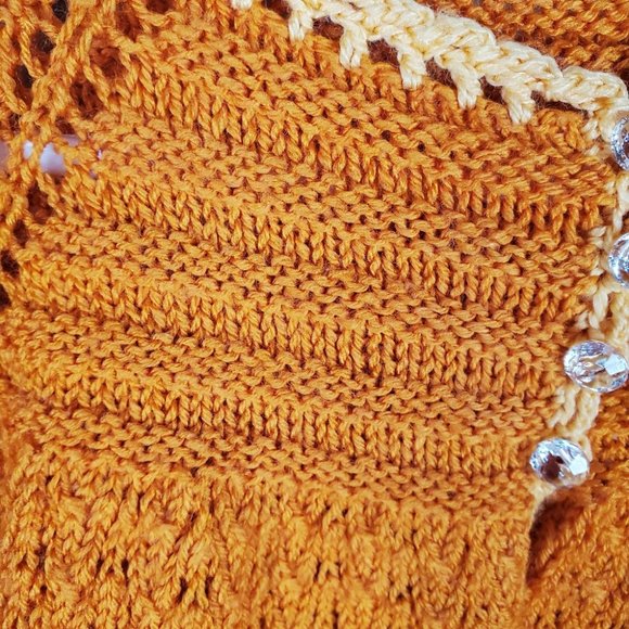 Vintage Hand Knit Cardigan Swing Style Orange No Size Tags - Picture 6 of 8